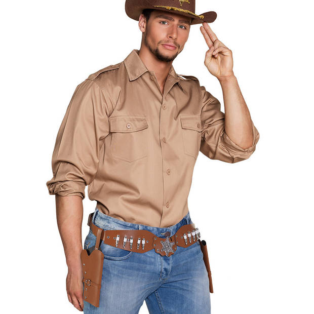 Verkleed cowboy holster voor 2x revolvers/pistolen voor volwassenen - Verkleedattributen