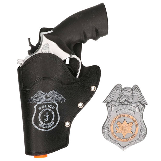 Verkleed speelgoed wapens pistool/holster van kunststof - Politie thema - Verkleedattributen