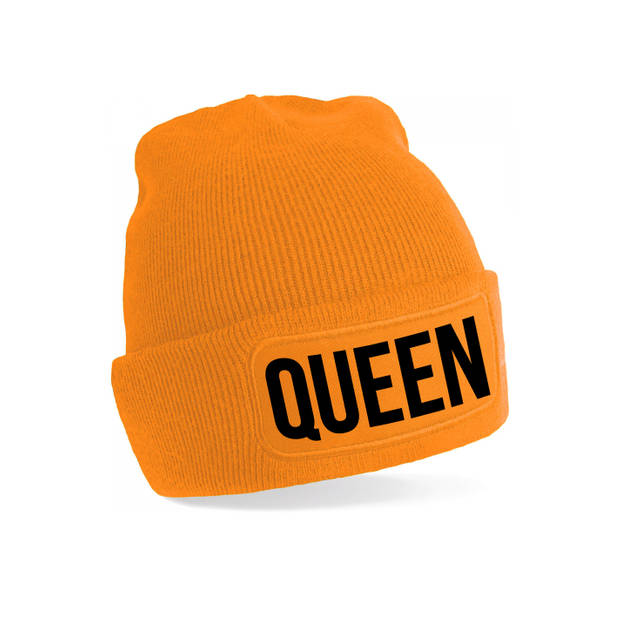 Oranje muts Queen - Koningsdag - EK/WK voetbal - one size - Verkleedhoofddeksels