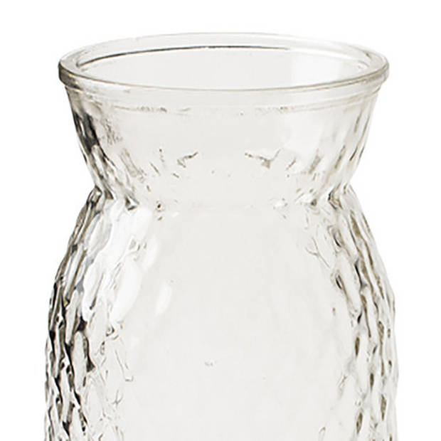 Bloemenvaas - helder bewerkt/transparant glas - H25 x D13.5 cm - Vazen