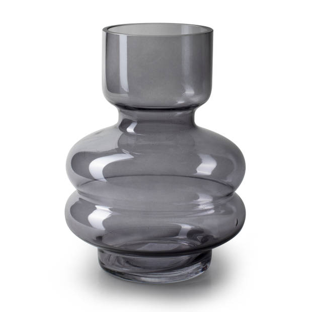 Bloemenvaas - smoke grijs/transparant glas - H20 x D15 cm - Vazen