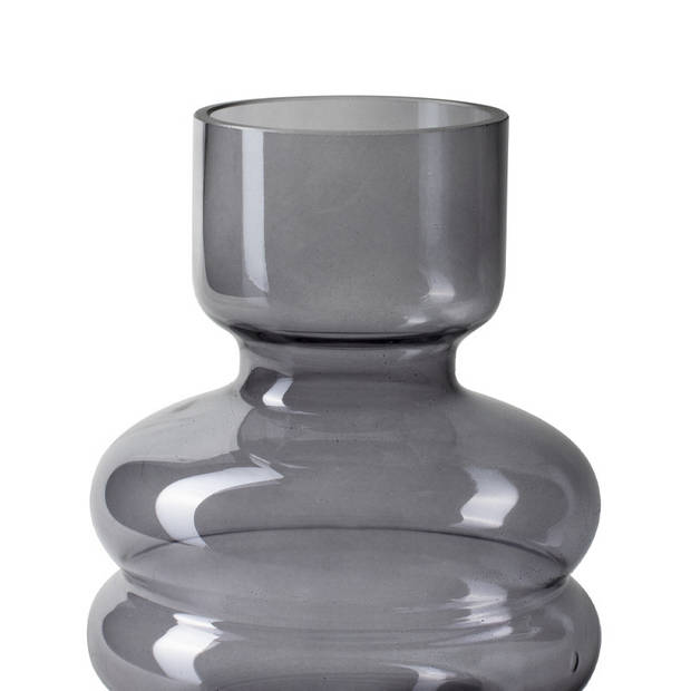 Bloemenvaas - smoke grijs/transparant glas - H20 x D15 cm - Vazen