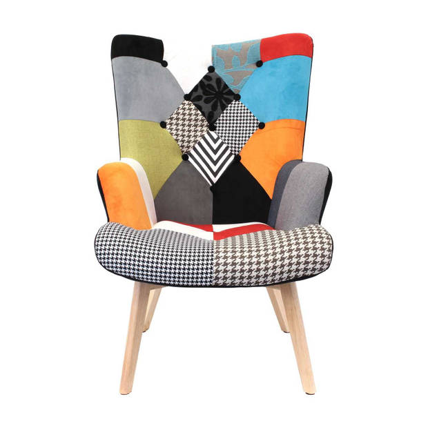 Helsinki Patchwork Bont Fauteuil Armleuning - Bont gekleurd