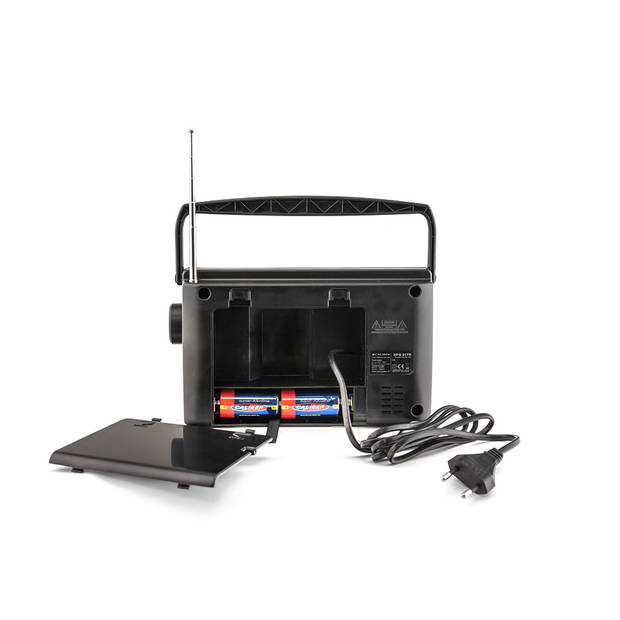 Caliber Retro 3000 Draagbare Radio - Batterijen of Netsnoer - AM/FM-radio met Handvat en Koptelefoonaansluiting -
