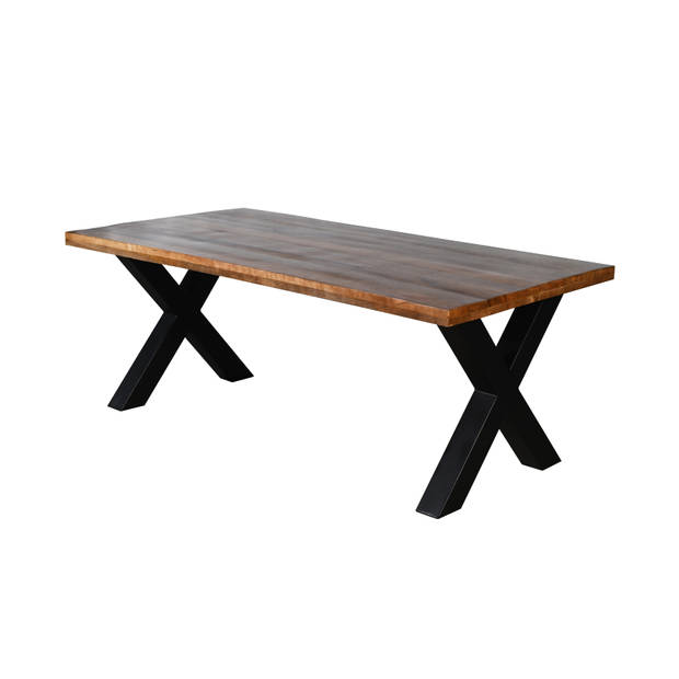 Eettafel rechthoekig mangohout Xavier 180cm duurzaam tafel met X-poot mango eetkamertafel rechthoek hout