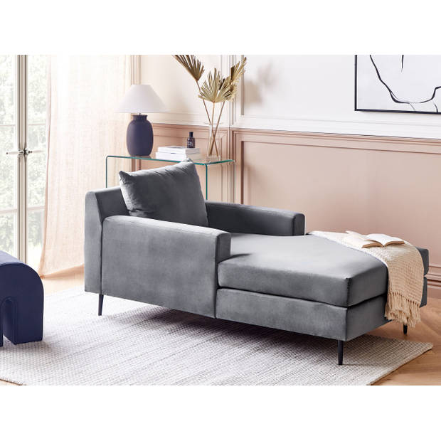 Beliani GUERET - Chaise longue-Grijs-Fluweel