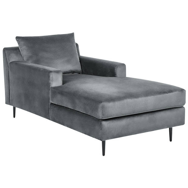 Beliani GUERET - Chaise longue-Grijs-Fluweel