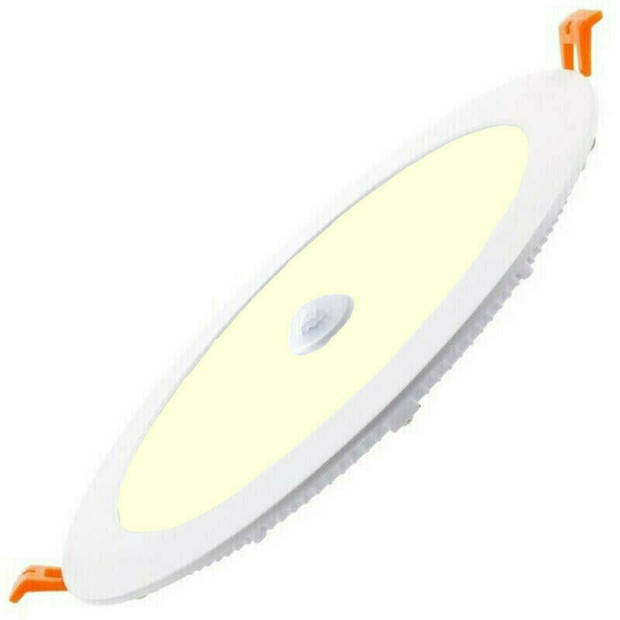 LED Downlight Slim - Facto Dury - PIR Bewegingssensor 360° + Dag en Nacht Sensor - 22W - Warm Wit 3000K - Inbouw - Rond