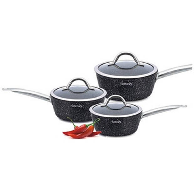 Satoshi Trio Steelpannenset - Ø16/18/20CM - Keramische anti-aanbaklaag – PFAS-vrij