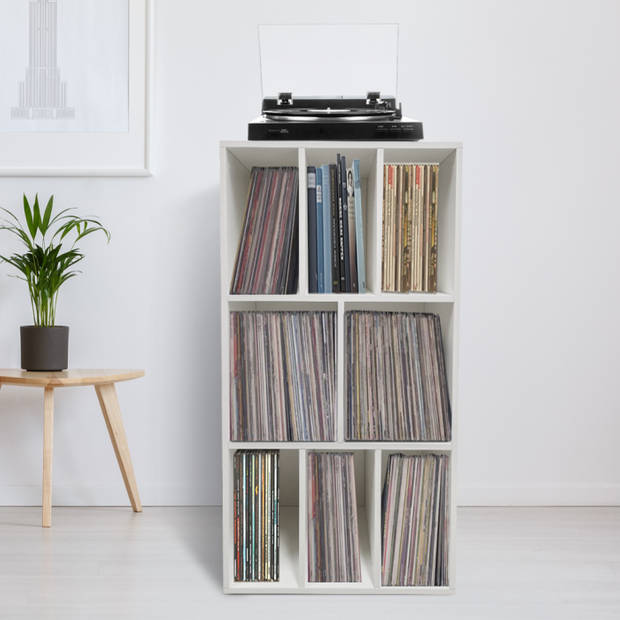 LP vinyl opbergkast - platenkast - lp vinyl opbergrek - platenrek - boekenkast - 8 vakken - wit