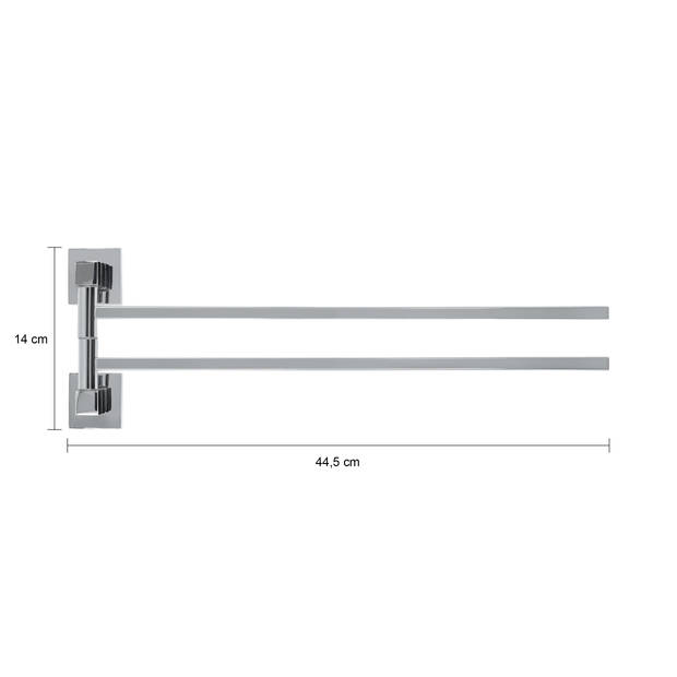 QUVIO Handdoekhouder met 2 armen - 44,5 cm - RVS - Zilver