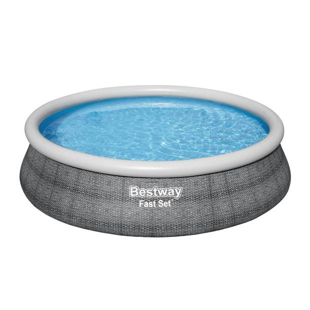 Bestway - Fast Set - Opblaasbaar zwembad inclusief filterpomp en zwembadtrap - 457x107 cm - Rond