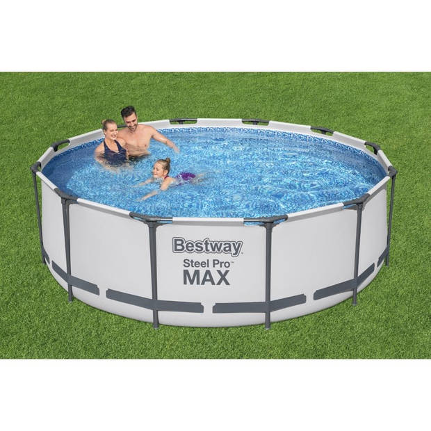 Bestway - Steel Pro MAX - Opzetzwembad inclusief filterpomp en zwembadtrap - 366x100 cm - Rond