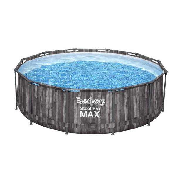 Bestway - Steel Pro MAX - Opzetzwembad inclusief filterpomp - 366x100 cm - Houtprint - Rond