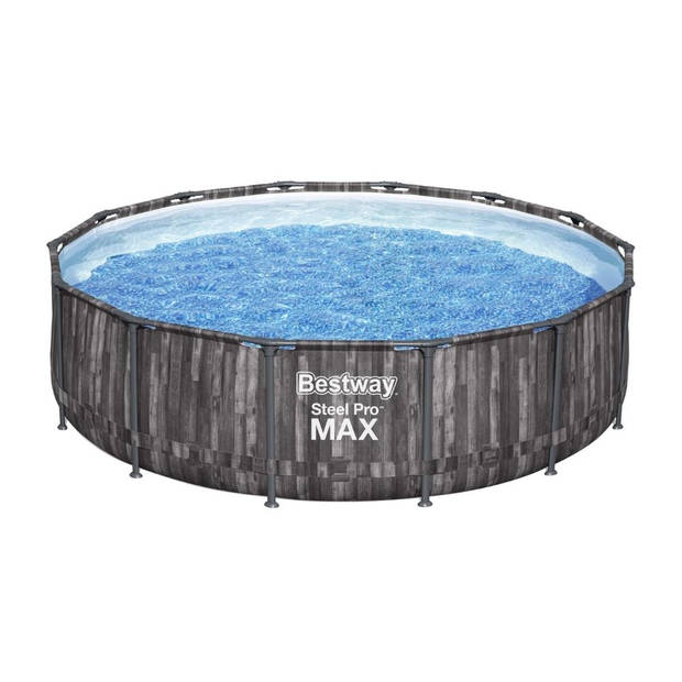 Bestway - Steel Pro MAX - Opzetzwembad inclusief filterpomp en accessoires- 427x107 cm - Houtprint - Rond