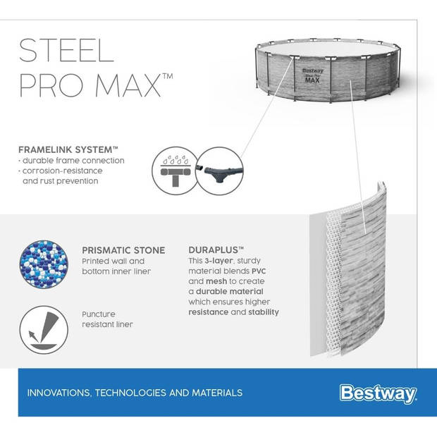 Bestway - Zwembad Steel Pro MAX - Inclusief accessoires - 427x122 cm