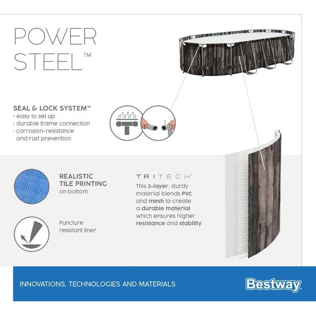Bestway Zwembad Power Steel - Zwembad Deal - 610x366x122 cm
