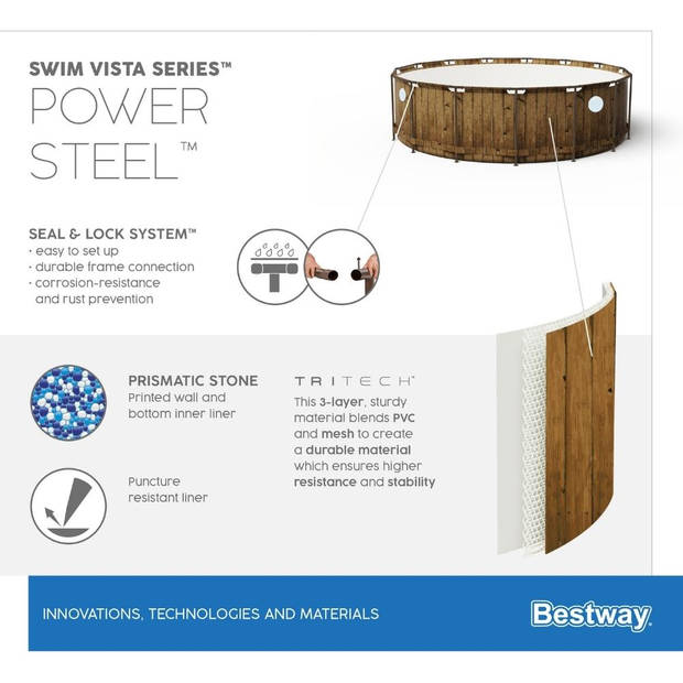 Bestway Zwembad Power Steel Swim Vista - Inclusief accessoires - 488x122 cm