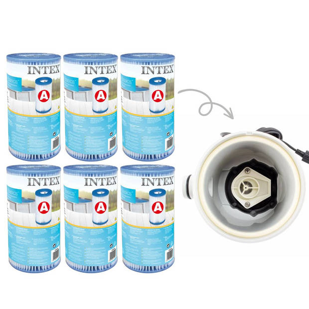 Intex - A filters - 6 stuks - Geschikt voor filterpomp 28604GS/28638GS/28636GS & WAYS scrubborstel