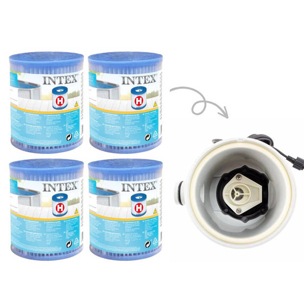 Intex - Voordeelverpakking - H filters geschikt voor filterpomp 28602GS - 4 stuks & WAYS scrubborstel