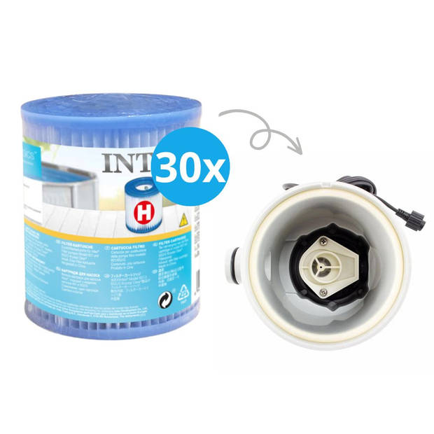 Intex - Voordeelverpakking - H filters geschikt voor filterpomp 28602GS - 30 stuks & WAYS scrubborstel
