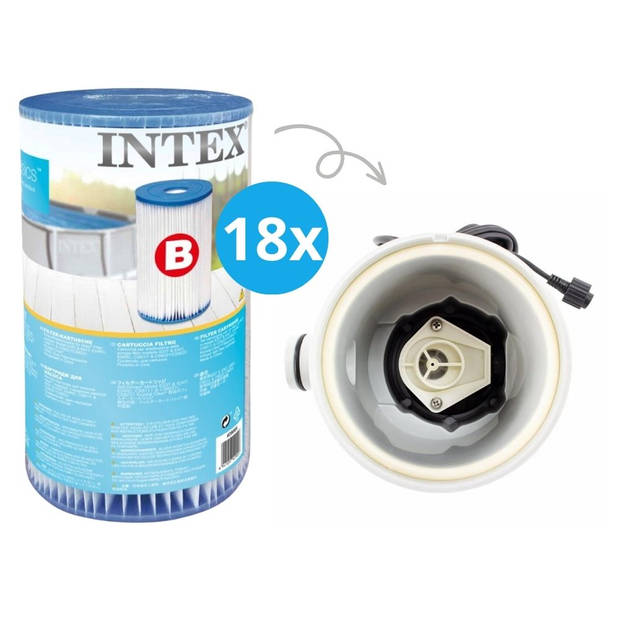 Intex - Filter type B - 18 stuks - Geschikt voor filterpomp 28634GS & WAYS scrubborstel