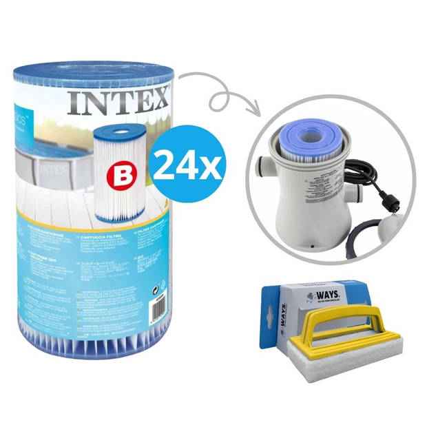 Intex - Filter type B - 24 stuks - Geschikt voor filterpomp 28634GS & WAYS scrubborstel