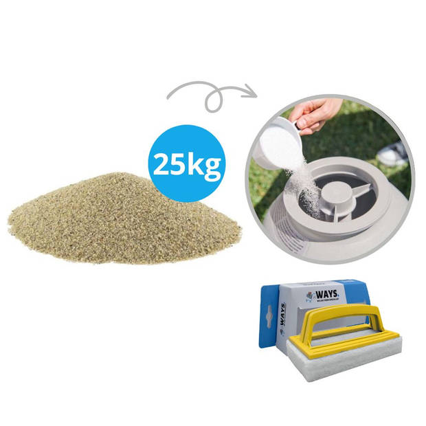 Comfortpool - Voordeelverpakking - Filterzand Zandfilterpomp - Inhoud 25 kg (1 x 25 kilogram) & WAYS scrubborstel