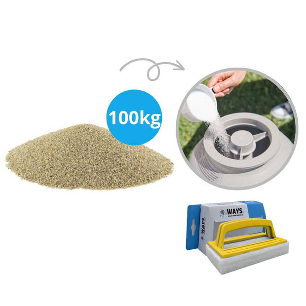 Comfortpool - Voordeelverpakking - Filterzand Zandfilterpomp - Inhoud 100 kg (4 x 25 kilogram) & WAYS scrubborstel