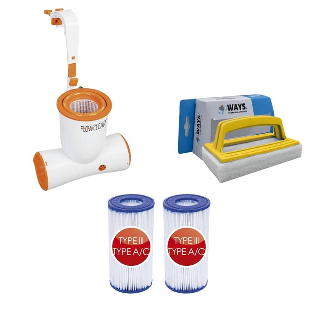 Bestway - Skimmer 2574 L/u & 2 Filters Type III & WAYS Scrubborstel