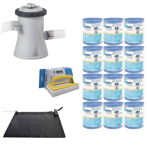 WAYS - Zwembad Onderhoud - Zwembad Verwarming & Filterpomp 1250 L/u & 12 Filters Type H & WAYS Scrubborstel