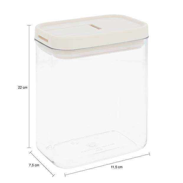 Krumble Voorraadpot rechthoek - set van 4 - 1300 ML - Plastic - Beige