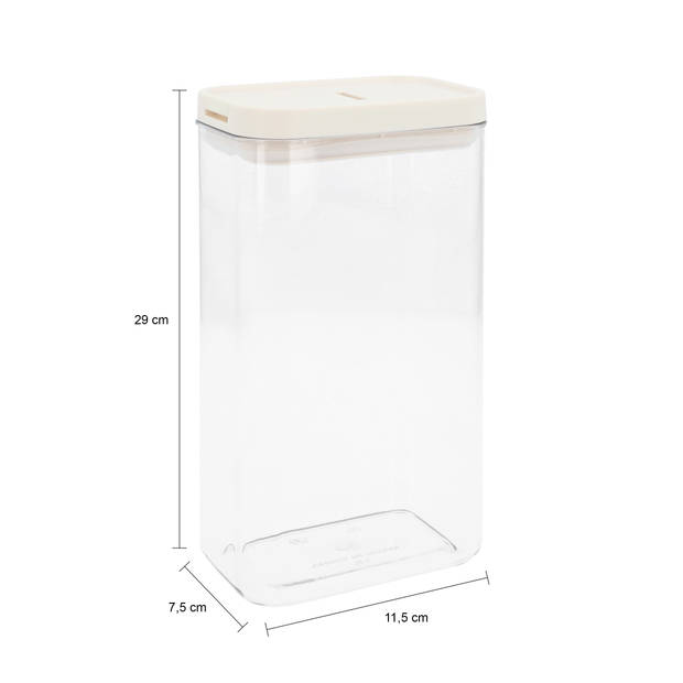 Krumble Voorraadpot rechthoek - set van 4 - 1800 ML - Plastic - Beige