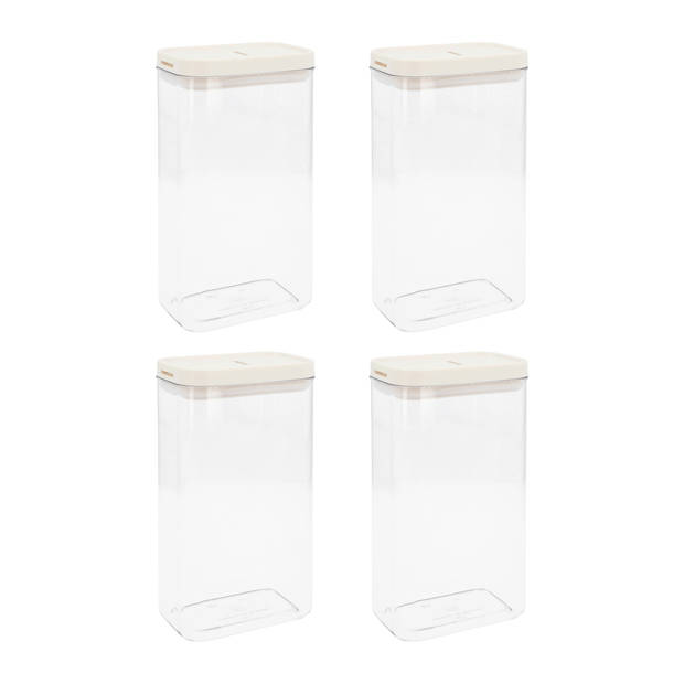 Krumble Voorraadpot rechthoek - set van 4 - 1800 ML - Plastic - Beige