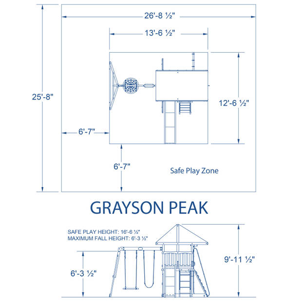Backyard Discovery Grayson Peak compleet Speeltoestel Speeltoren met schommels / glijbaan / klimwand / nestschommel