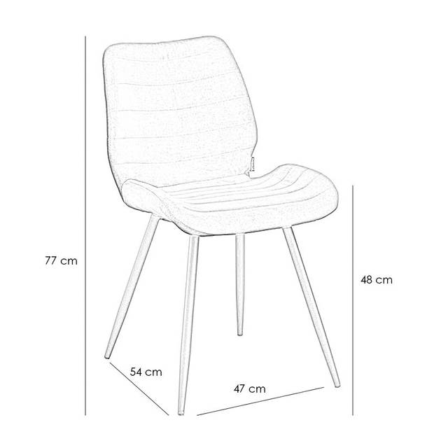 Bronx71 Velvet eetkamerstoel Toby zwart - Eetkamerstoelen set van 6.