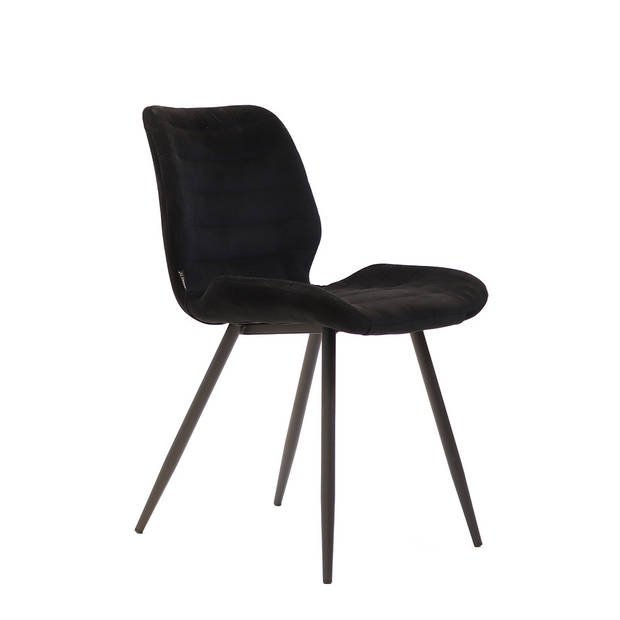 Bronx71 Velvet eetkamerstoel Toby zwart - Eetkamerstoelen set van 4.