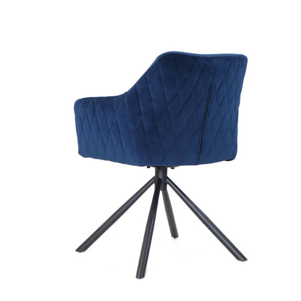 Bronx71 Velvet eetkamerstoel Furtado draaibaar blauw - Eetkamerstoelen set van 4.