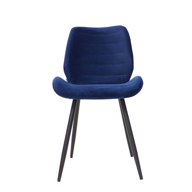 Bronx71 Velvet eetkamerstoel Toby donkerblauw - Eetkamerstoelen set van 4.