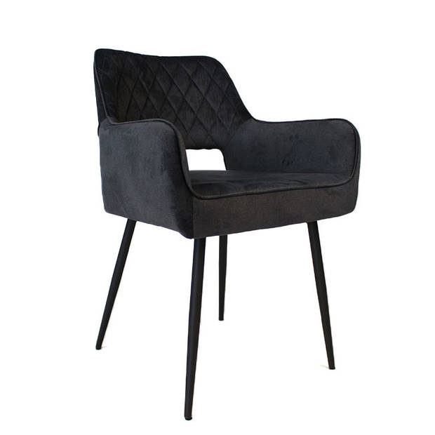 Bronx71 Velvet eetkamerstoel Mika antraciet - Eetkamerstoelen set van 4.