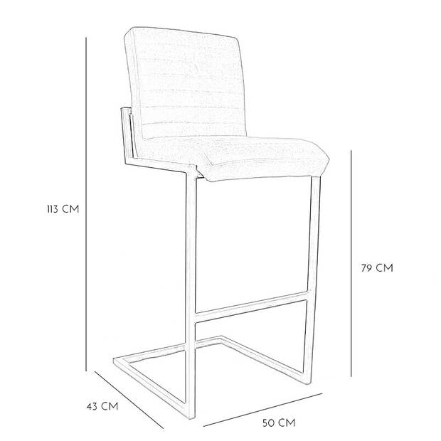 Bronx71 Industriële barkruk Block cognac leer 79 cm - barkrukken set van 2.