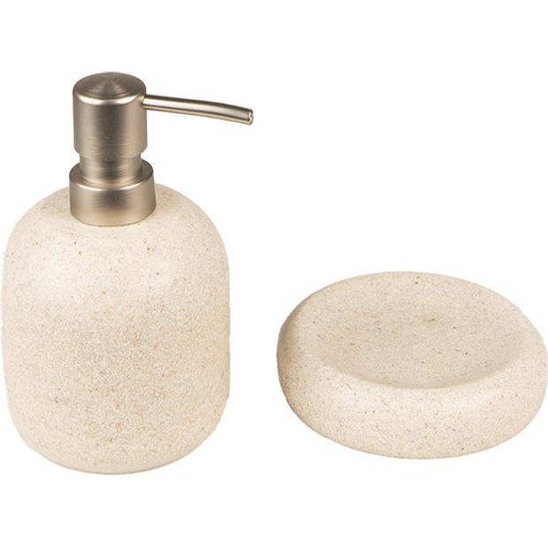 Clayre & Eef Zeepbakje Ø 11x3 cm Beige Keramiek Rond Zeephouder Zeepschaaltje Zeeprekje