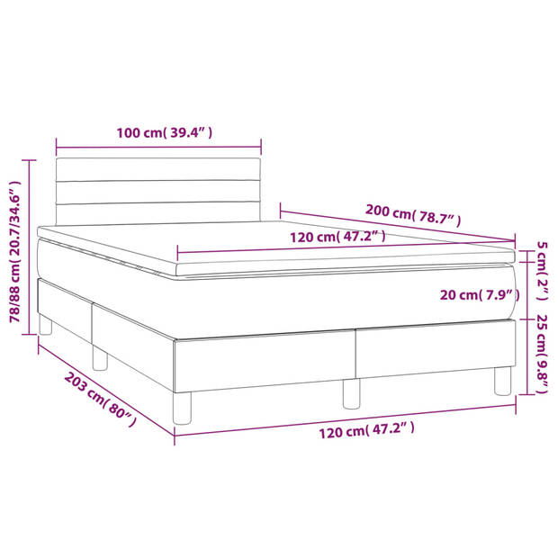 vidaXL Boxspring met matras en LED fluweel zwart 120x200 cm