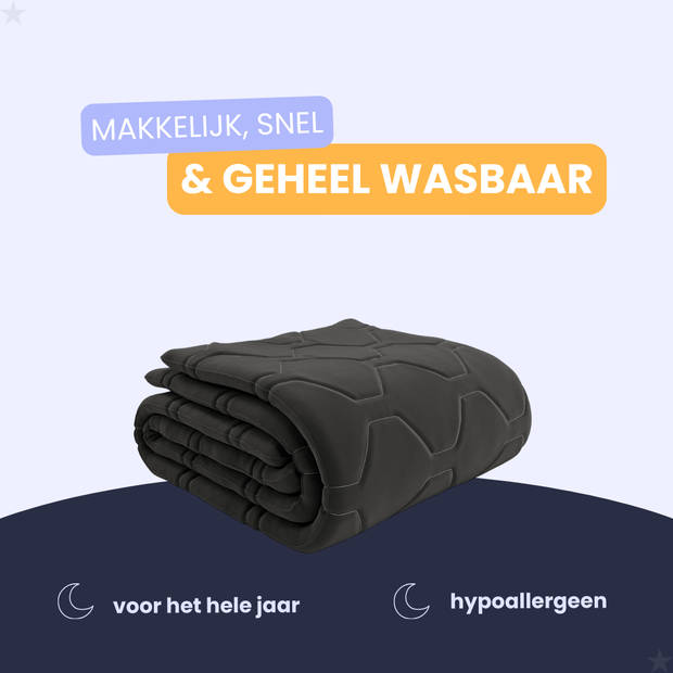 HappyBed Zwart 140x200 - Wasbaar dekbed zonder overtrek - Bedrukt dekbed zonder hoes