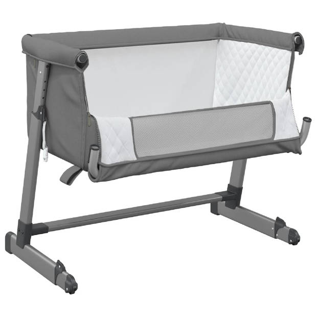 vidaXL Babybed met matras linnen donkergrijs