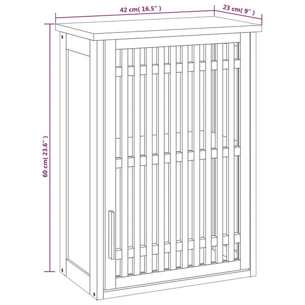 vidaXL Badkamerkast wandgemonteerd 42x23x60 cm massief walnotenhout