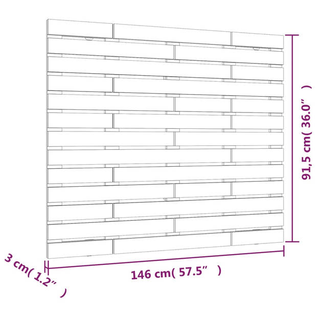 vidaXL Hoofdbord wandmontage 146x3x91,5 cm massief grenenhout