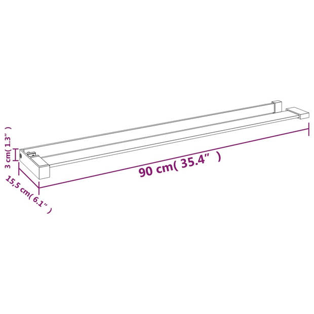 The Living Store Inloopdouche Wandschap - 90 x 15.5 x 3 cm - Aluminiumlegering - Wit