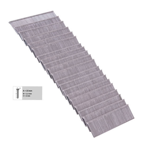 VONROC Spijkers – 1000 stuks – 15MM – Universeel & voor VONROC ET502AC en SG503DC