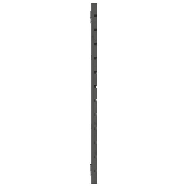 vidaXL Hoofdbord wandmontage 186x3x91,5 cm massief grenenhout grijs